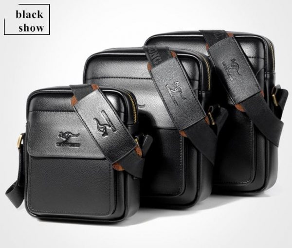 Vintage Crossbody Business Leather Shoulder Bag For Men - Black all