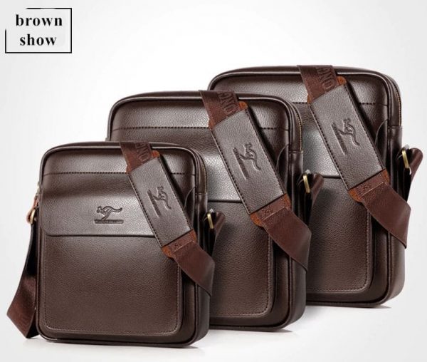 Vintage Crossbody Business Leather Shoulder Bag For Men - Brown all