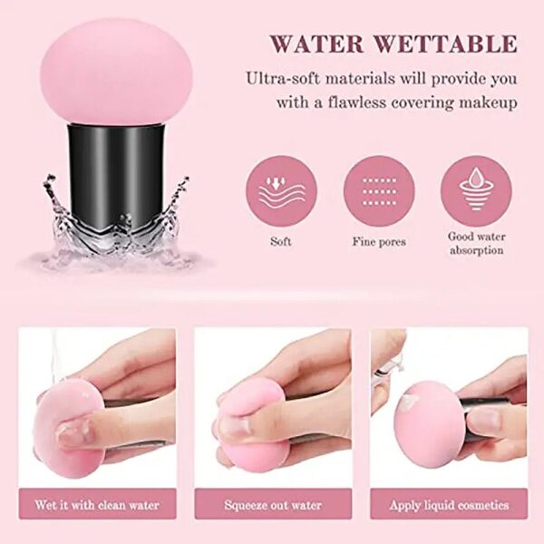 Latex-Free Mushroom Head Makeup Sponge - Dual-Use Cosmetic Blender with Storage Box - Image 4