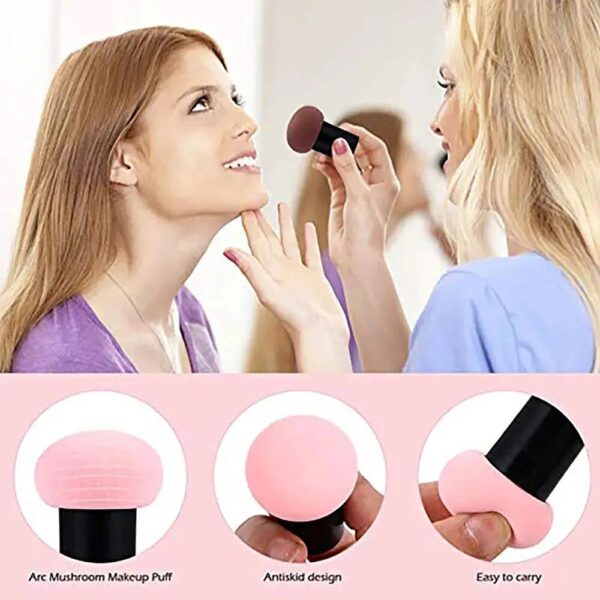 Latex-Free Mushroom Head Makeup Sponge - Dual-Use Cosmetic Blender with Storage Box - Image 3