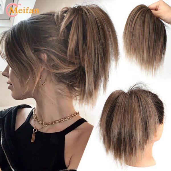 Chic Ombre Braided Chignon - Synthetic Messy Bun with Elastic Band - Image 2